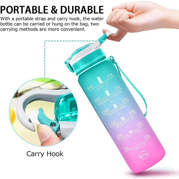 💝 Water Bottle with Time Scale Teal & Purple - Picture 5 of 6